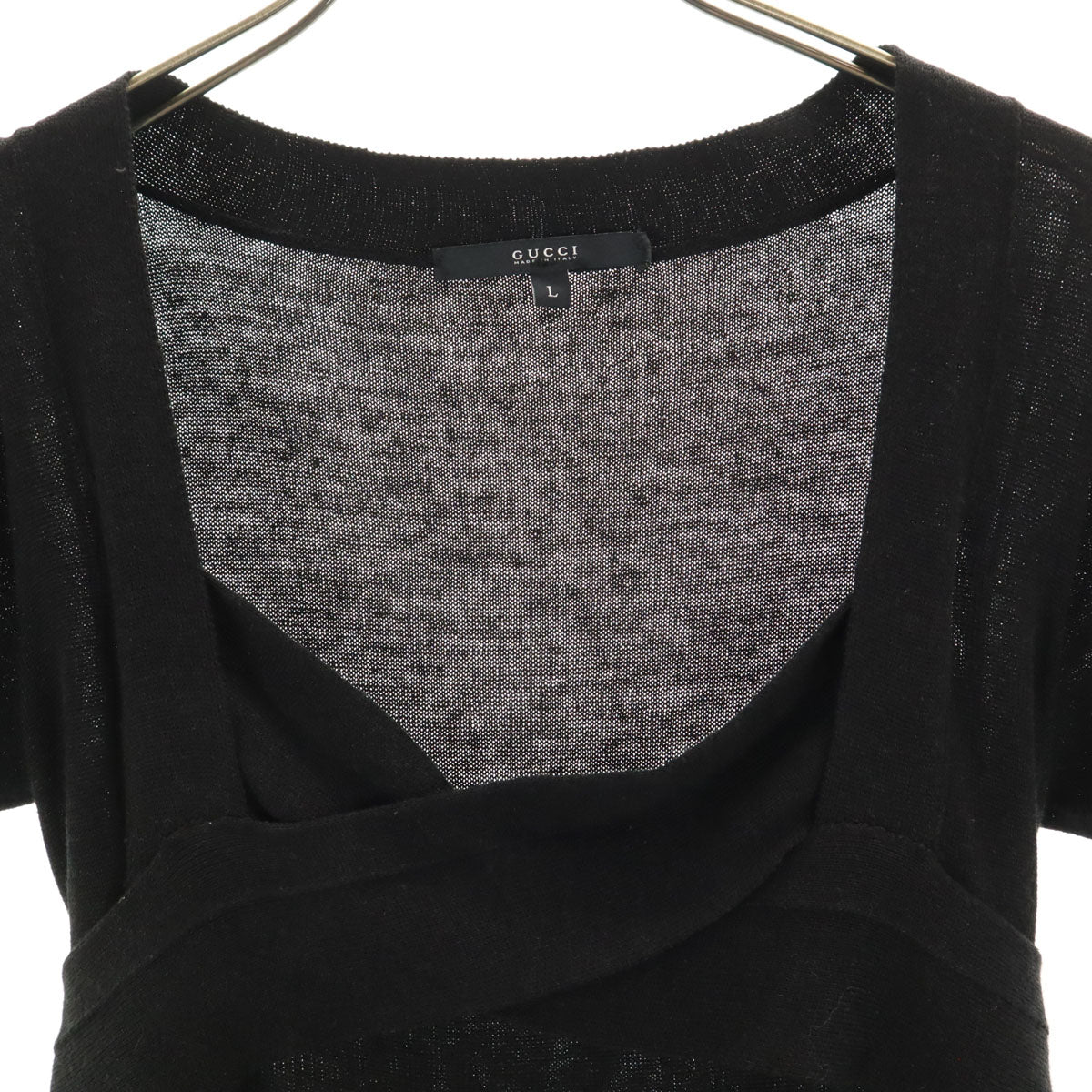 GUCCI グッチ イタリア製 半袖 ニット L ブラック レディース