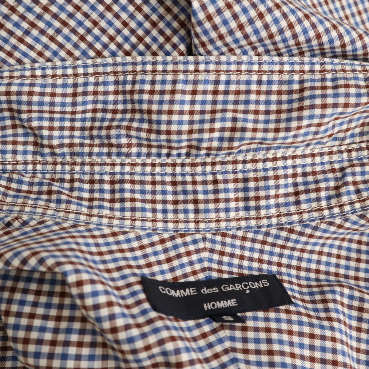 COMME des GARCONS HOMME コムデギャルソンオム 2014年 日本製 ギンガムチェック 半袖 ボタンダウンシャツ S ホワイト メンズ