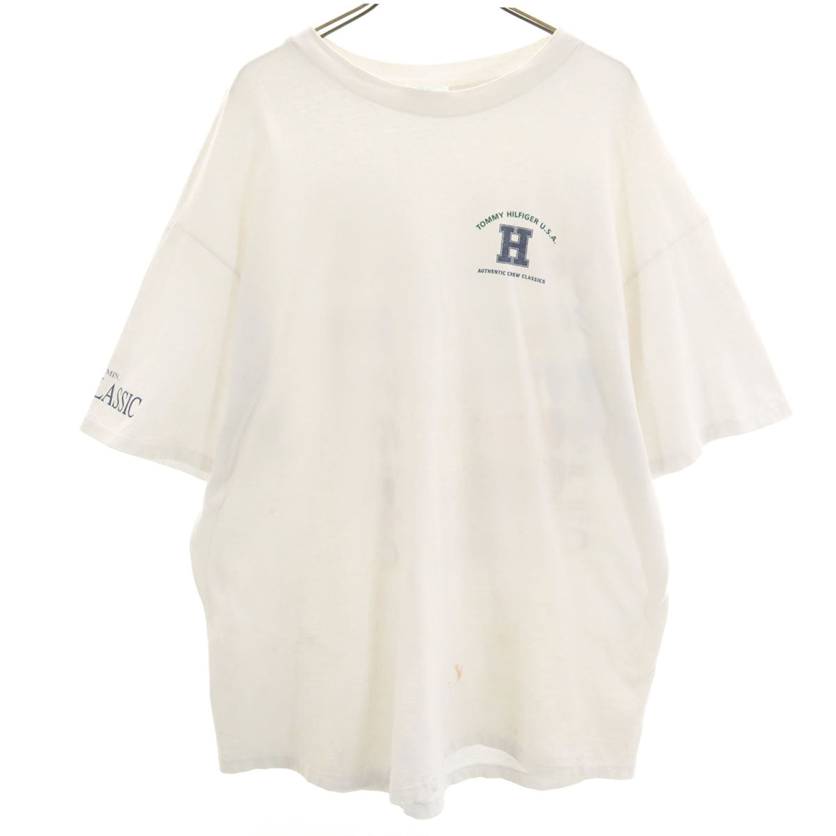 TOMMY HILFIGER トミーヒルフィガー 90s USA製 オールド バックプリント 半袖 Tシャツ L ホワイト メンズ