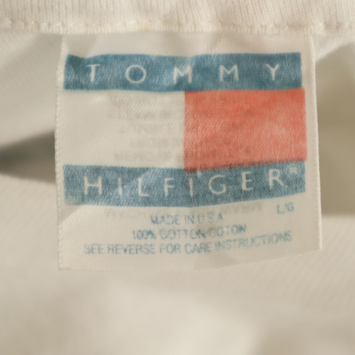 TOMMY HILFIGER トミーヒルフィガー 90s USA製 オールド バックプリント 半袖 Tシャツ L ホワイト メンズ