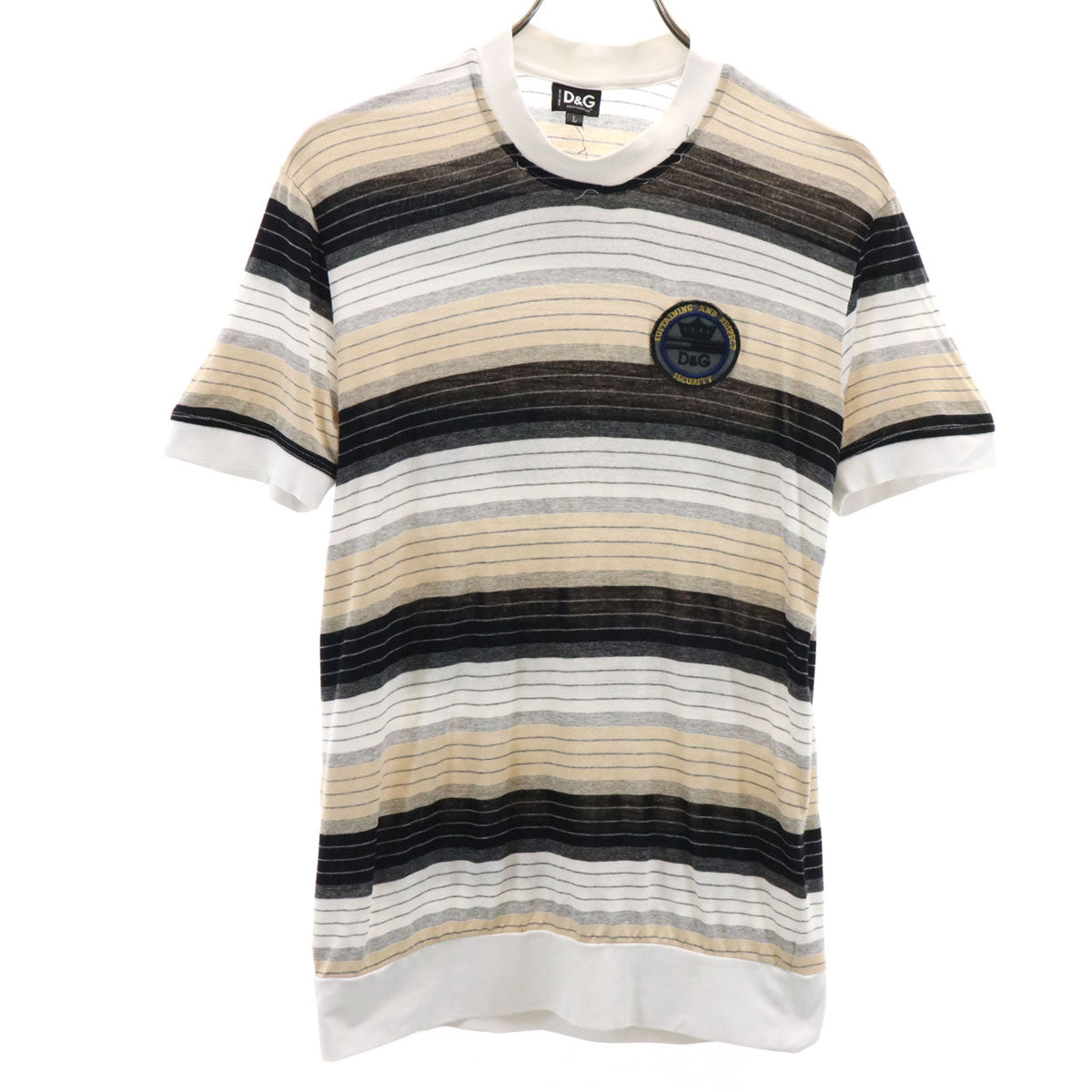 ディーアンドジー ドルチェアンドガッバーナ イタリア製 ボーダー柄 半袖 Tシャツ L ベージュ レディース