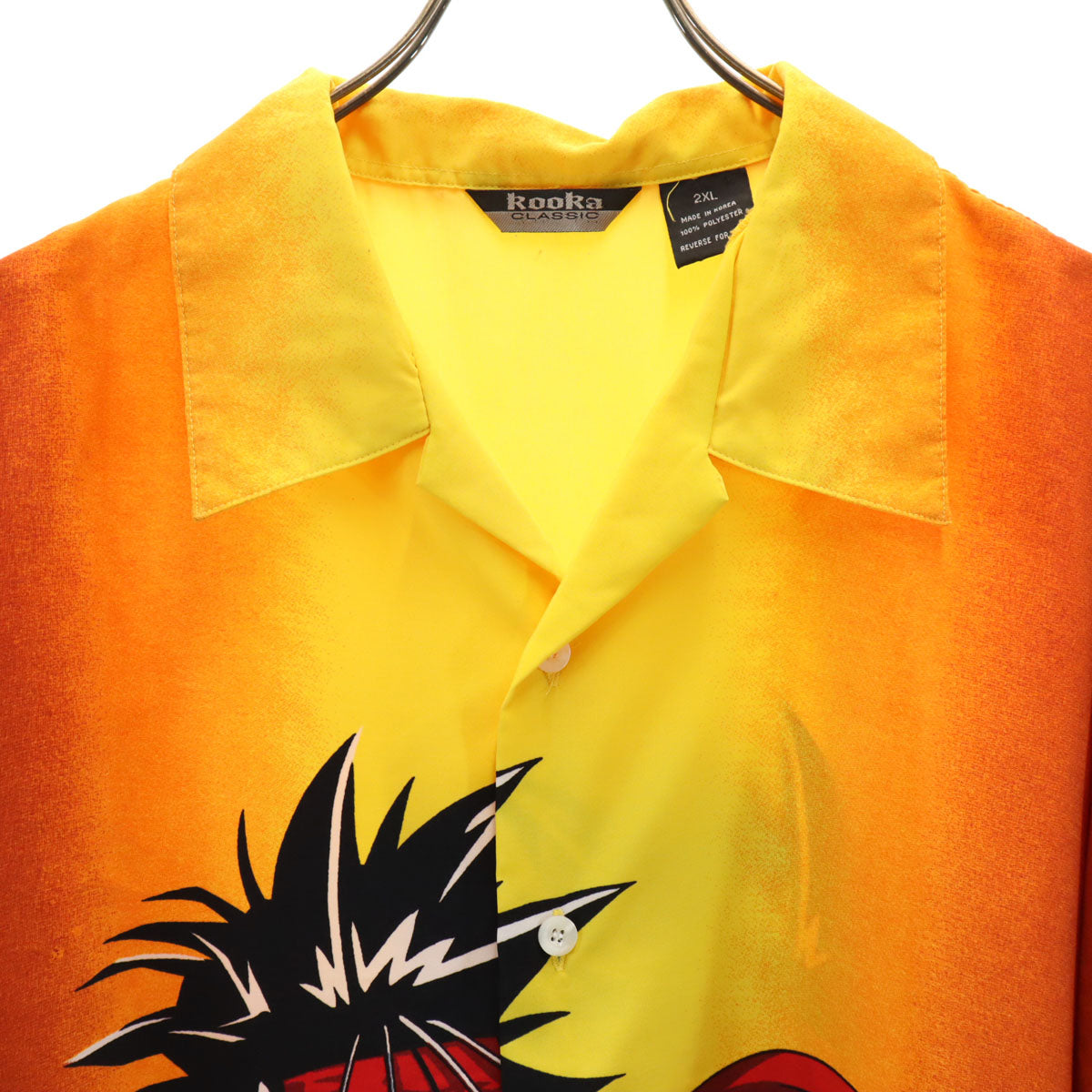 ROORA CLASSIC るろうに剣心 相楽左之助 半袖 オープンカラーシャツ 2XL オレンジ ビッグサイズ メンズ