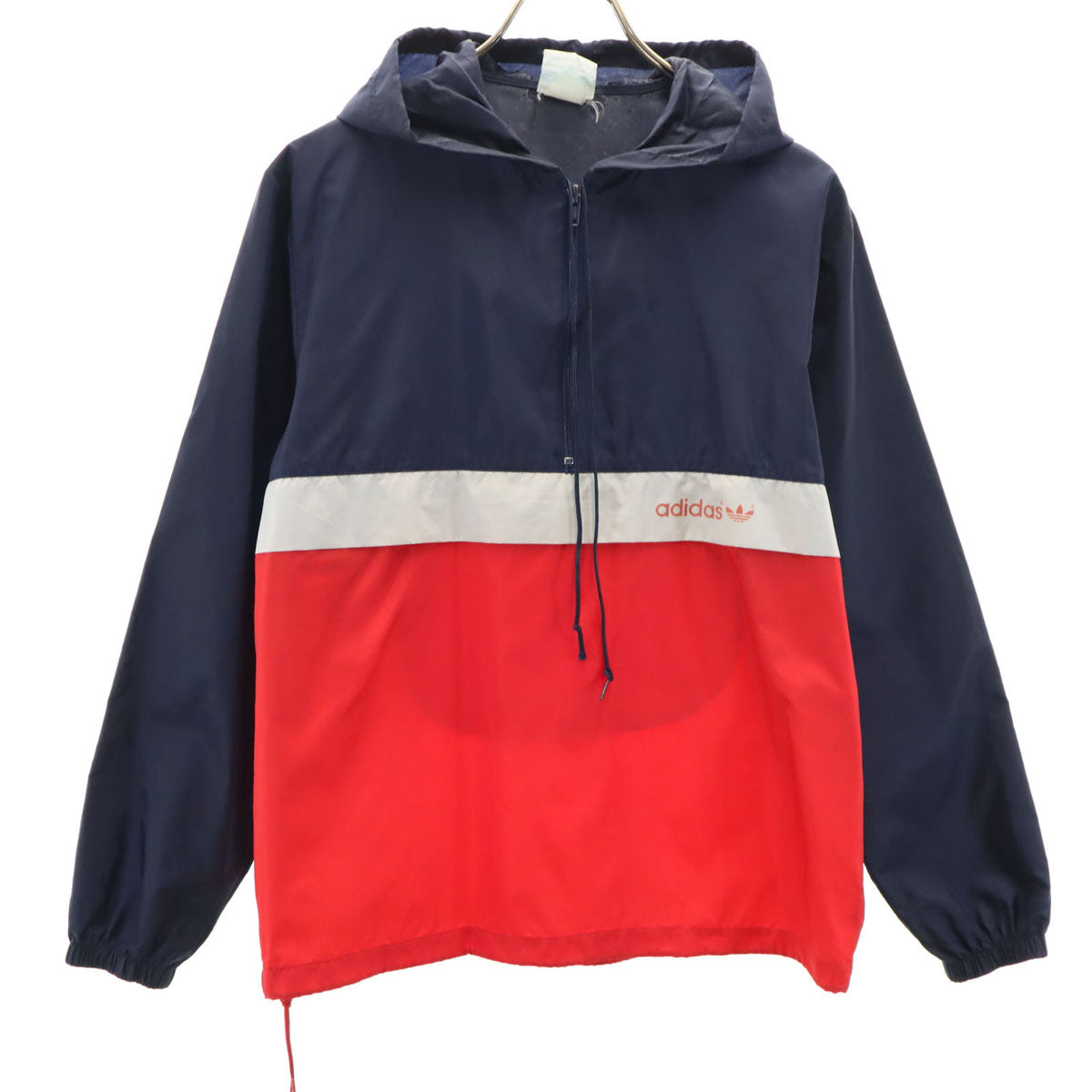 adidas アディダス 80s ヴィンテージ アノラックパーカー S ネイビー ポケッタブル メンズ