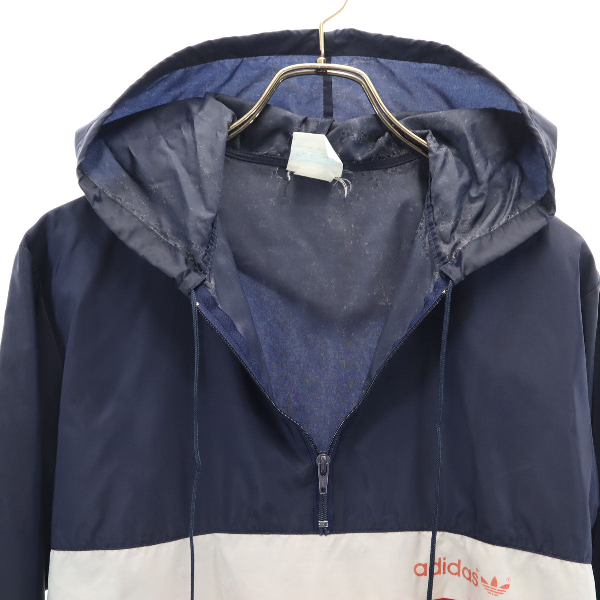 adidas アディダス 80s ヴィンテージ アノラックパーカー S ネイビー ポケッタブル メンズ