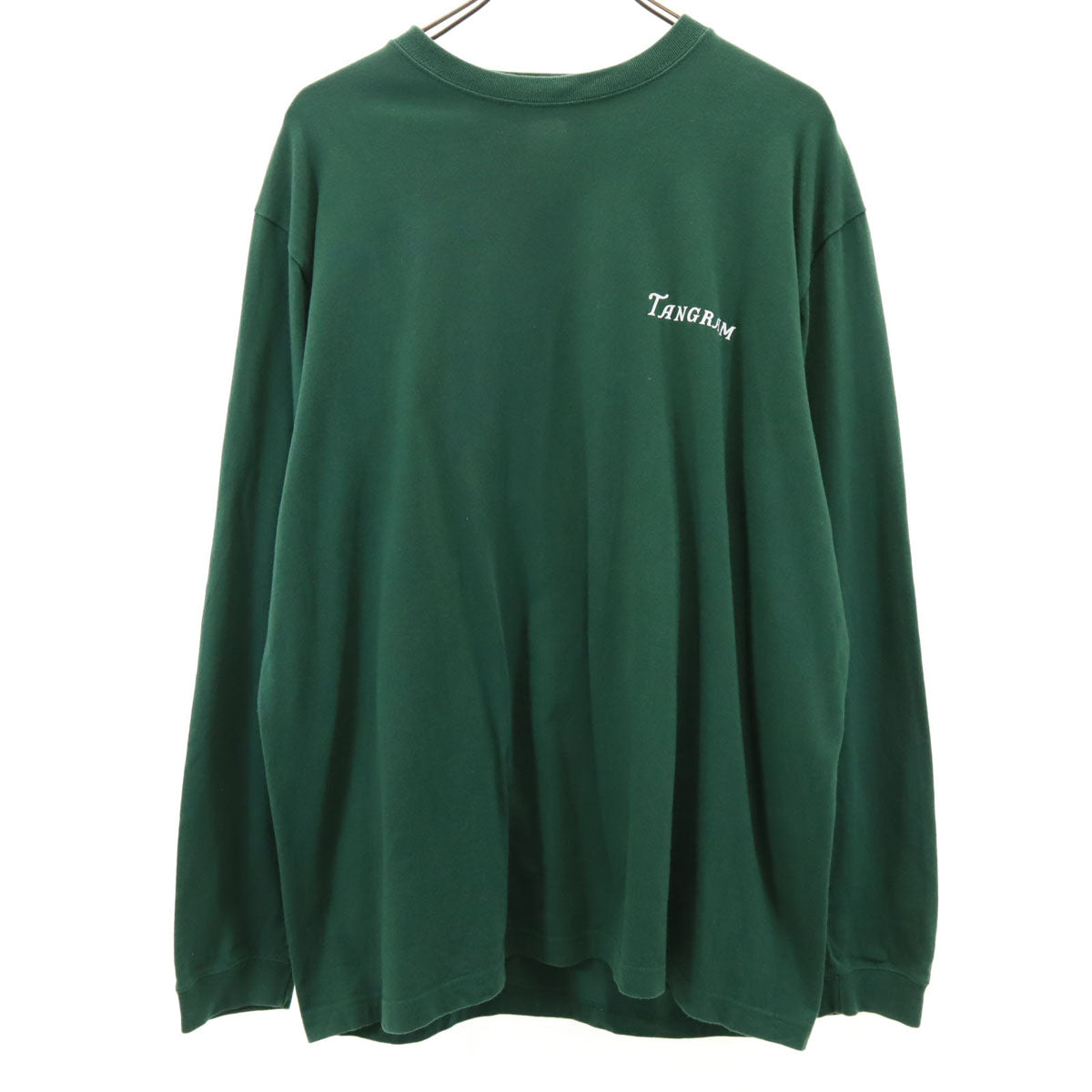 タングラム バックプリント 長袖 Tシャツ L 深緑 ロンT メンズ
