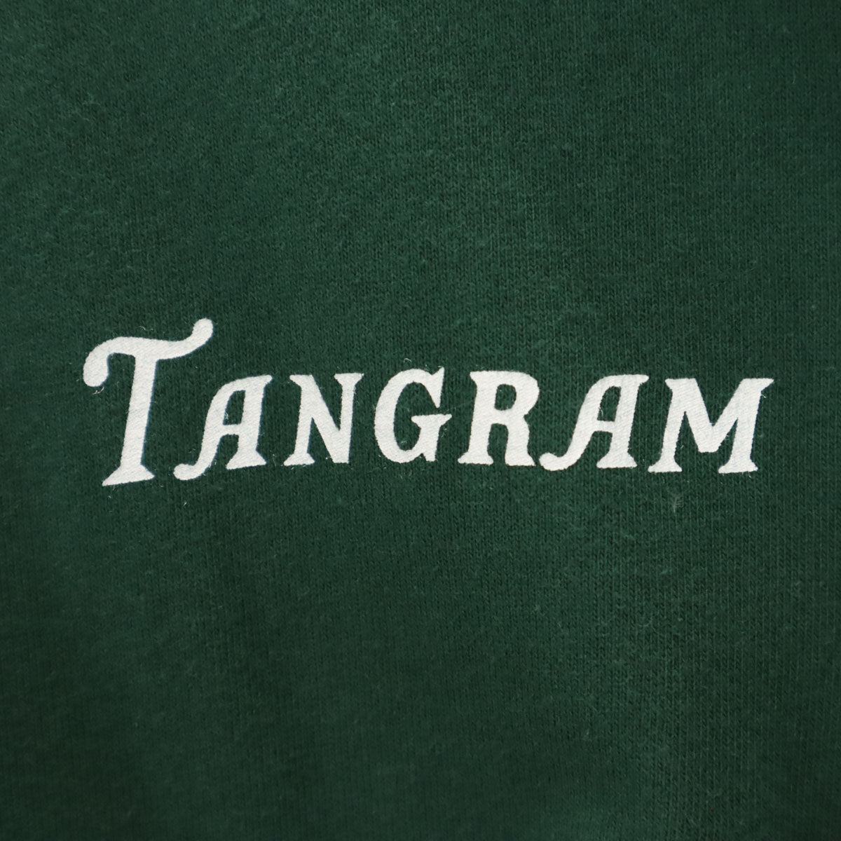 タングラム バックプリント 長袖 Tシャツ L 深緑 ロンT メンズ