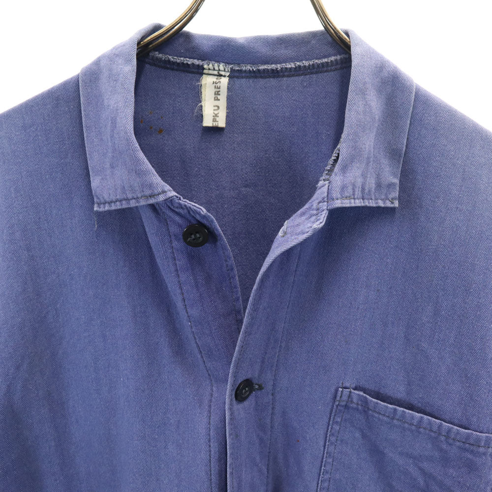 OZ KPT NALEPKU PRESOV 70s ヴィンテージ ヘリンボーン ユーロミリタリー ワークジャケット 紺紫 メンズ