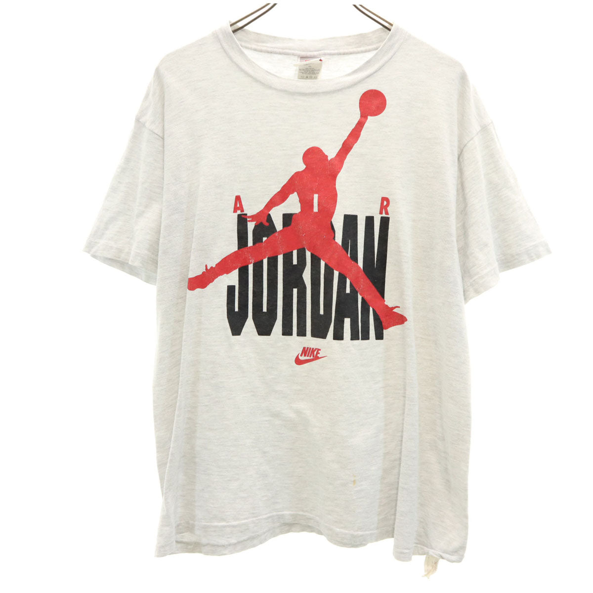 NIKE ナイキ 90s USA製 オールド 銀タグ エアジョーダン ジャンプマン プリント 半袖 Tシャツ L グレー JORDAN シングルステッチ メンズ