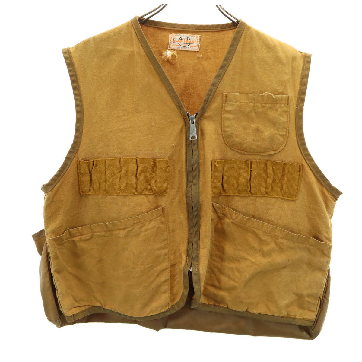 サフトバック 70s ヴィンテージ ハンティング ベスト キャメル メンズ