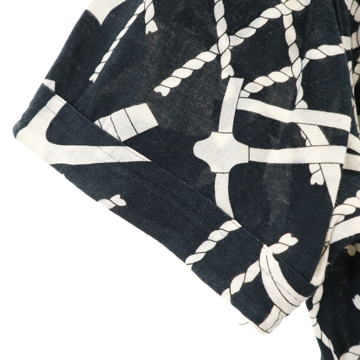 CELINE セリーヌ 90s イタリア製 オールド ジェーシーシー マリン柄 半袖 コットンシャツ 40 ブラック レディース