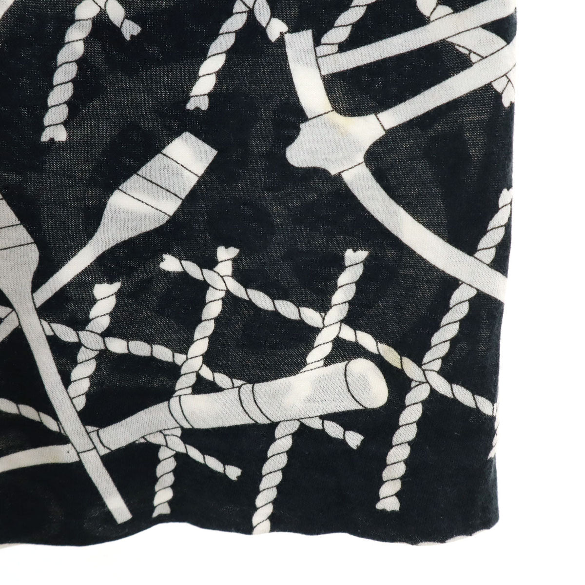 CELINE セリーヌ 90s イタリア製 オールド ジェーシーシー マリン柄 半袖 コットンシャツ 40 ブラック レディース