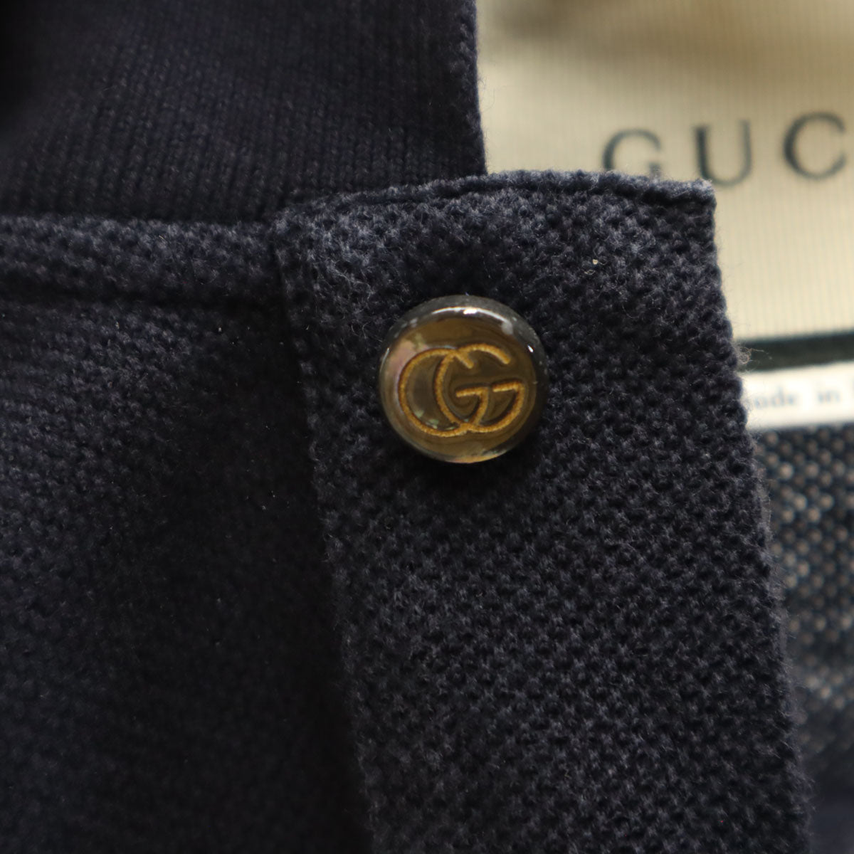 GUCCI グッチ イタリア製 半袖 ポロシャツ L 濃紺 鹿の子 レディース