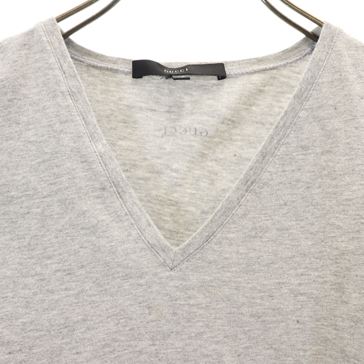GUCCI グッチ イタリア製 半袖 Vネック Tシャツ M グレー レディース