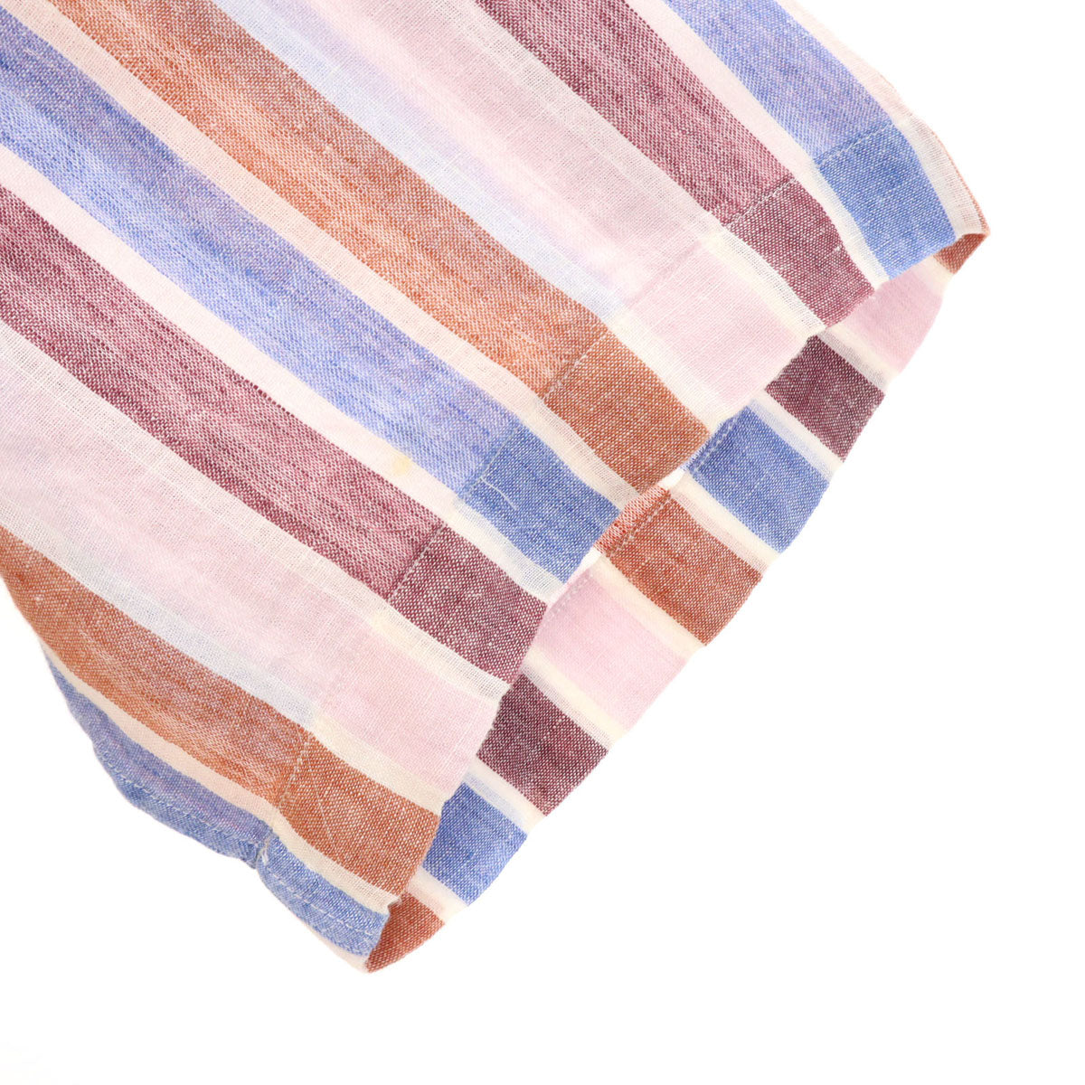 ETRO エトロ イタリア製 リネンブレンド ストライプ柄 半袖 ボタンダウンシャツ 40 マルチ メンズ