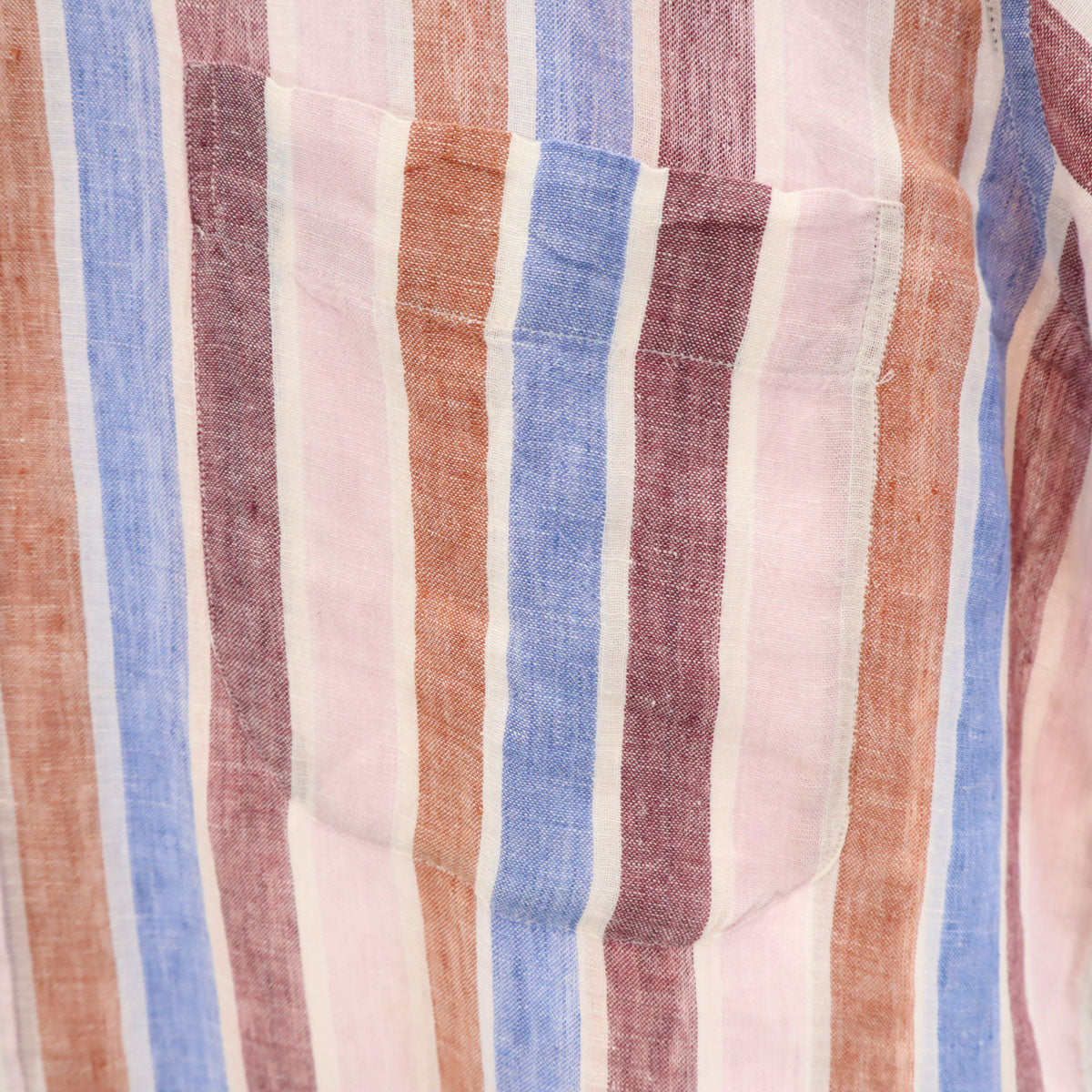 ETRO エトロ イタリア製 リネンブレンド ストライプ柄 半袖 ボタンダウンシャツ 40 マルチ メンズ