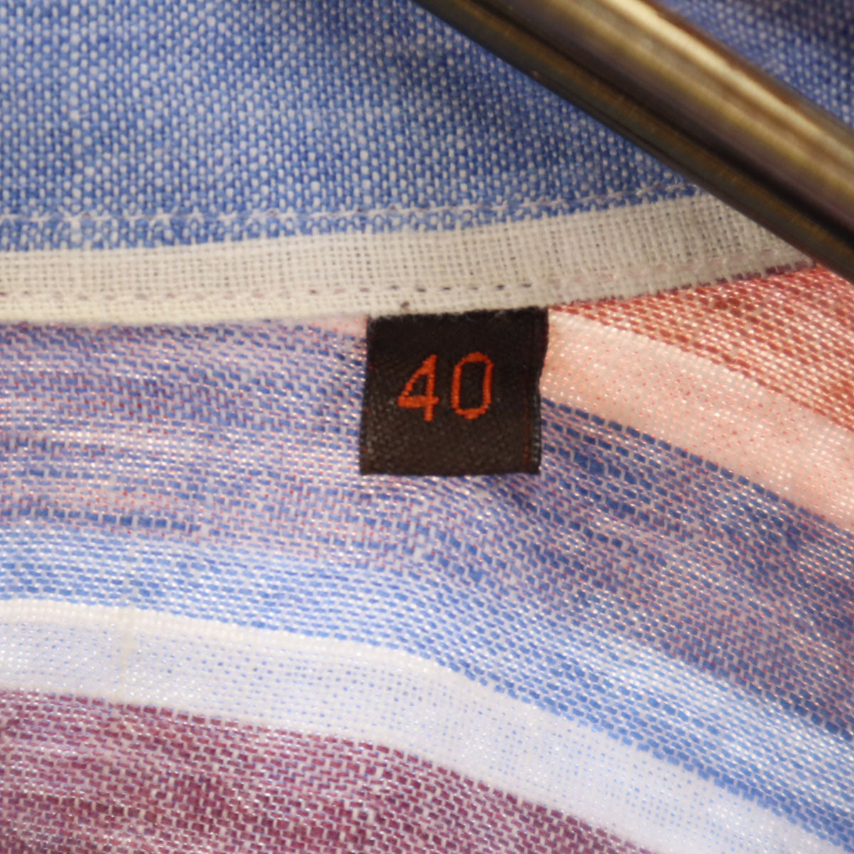 ETRO エトロ イタリア製 リネンブレンド ストライプ柄 半袖 ボタンダウンシャツ 40 マルチ メンズ