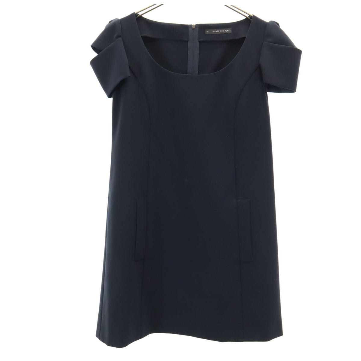 FOXEY NEW YORK フォクシーニューヨーク 日本製 半袖 ミニワンピース 38 濃紺 レディース