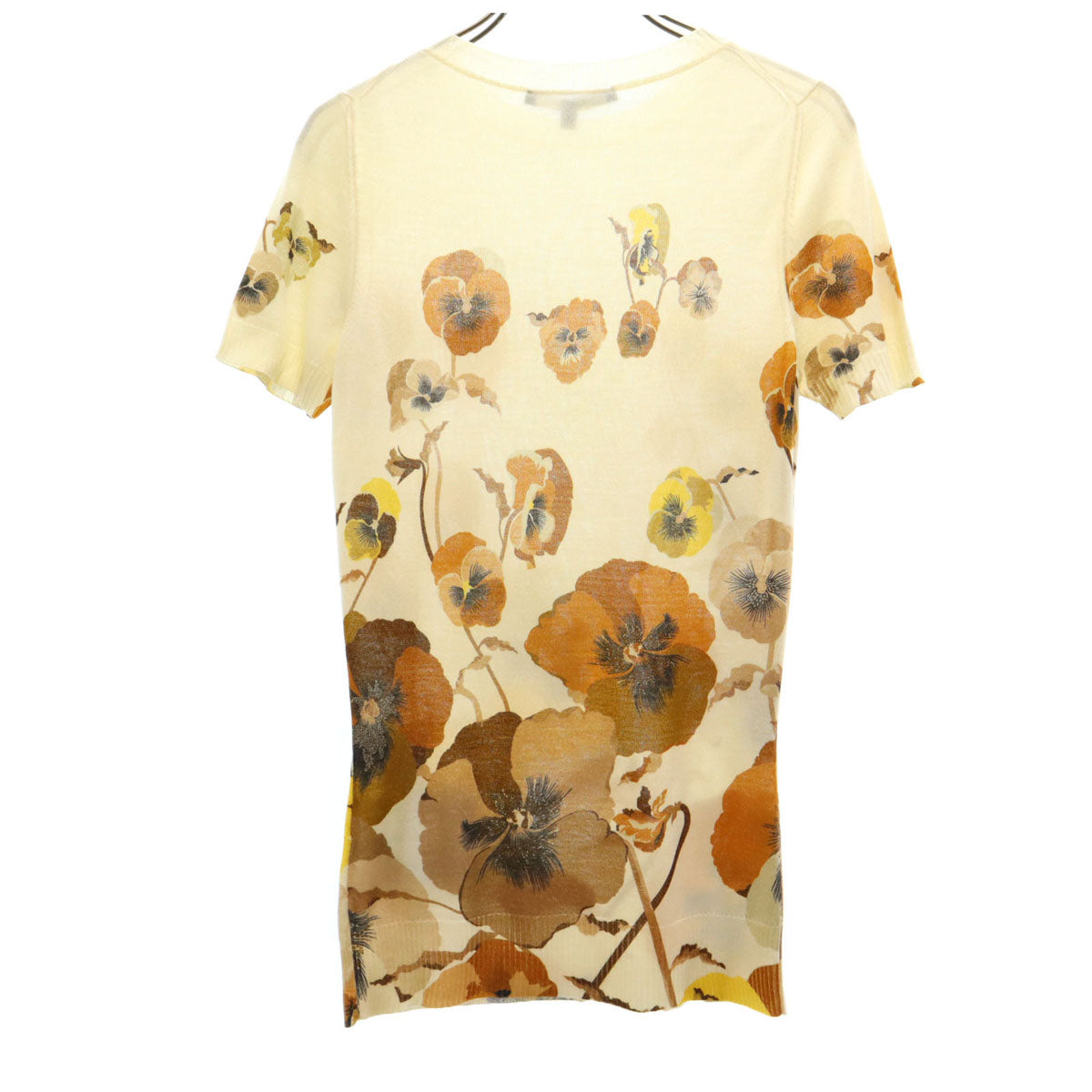 GUCCI グッチ イタリア製 カシミヤブレンド 花柄 半袖 ニット S アイボリー レディース