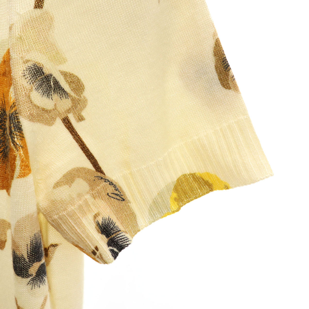 GUCCI グッチ イタリア製 カシミヤブレンド 花柄 半袖 ニット S アイボリー レディース