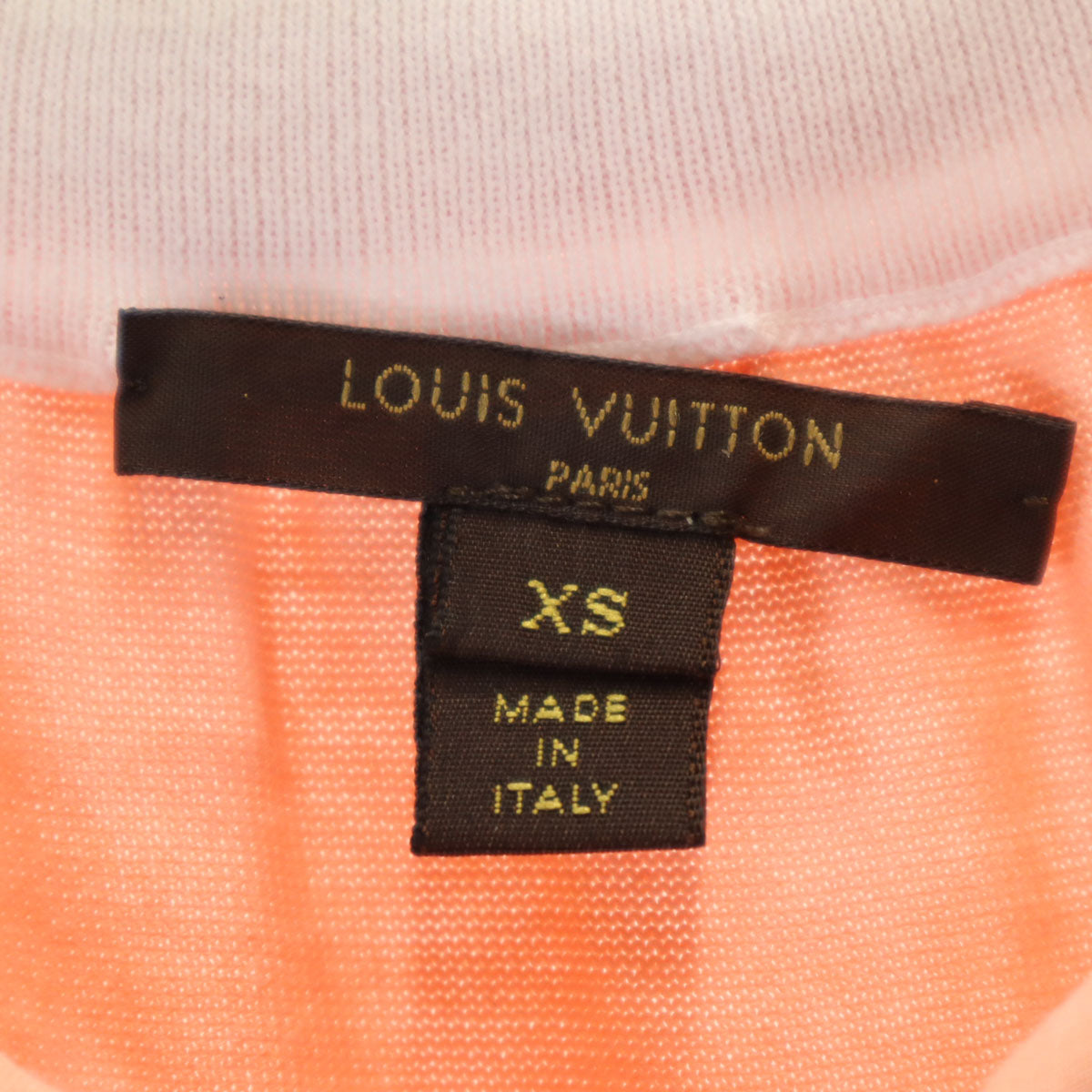 LOUIS VUITTON ルイヴィトン イタリア製 ボーダー柄 ノースリーブ ニット XS サーモンピンク レディース