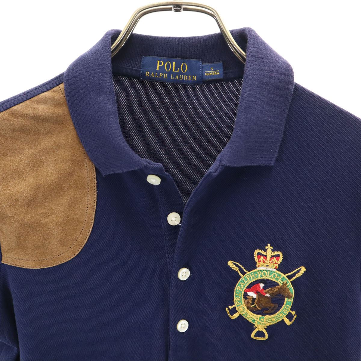 POLO RALPH LAUREN ポロラルフローレン 半袖 ポロシャツ S ネイビー 鹿の子地 レディース