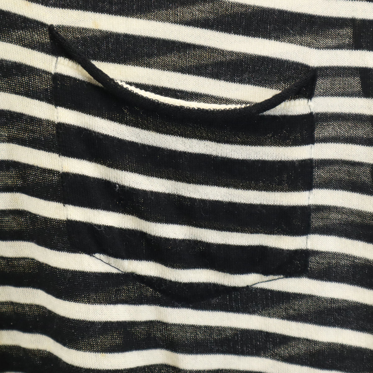 SAINT LAURENT サンローラン イタリア製 ボーダー柄 半袖 Vネック ニット XS ブラック レディース