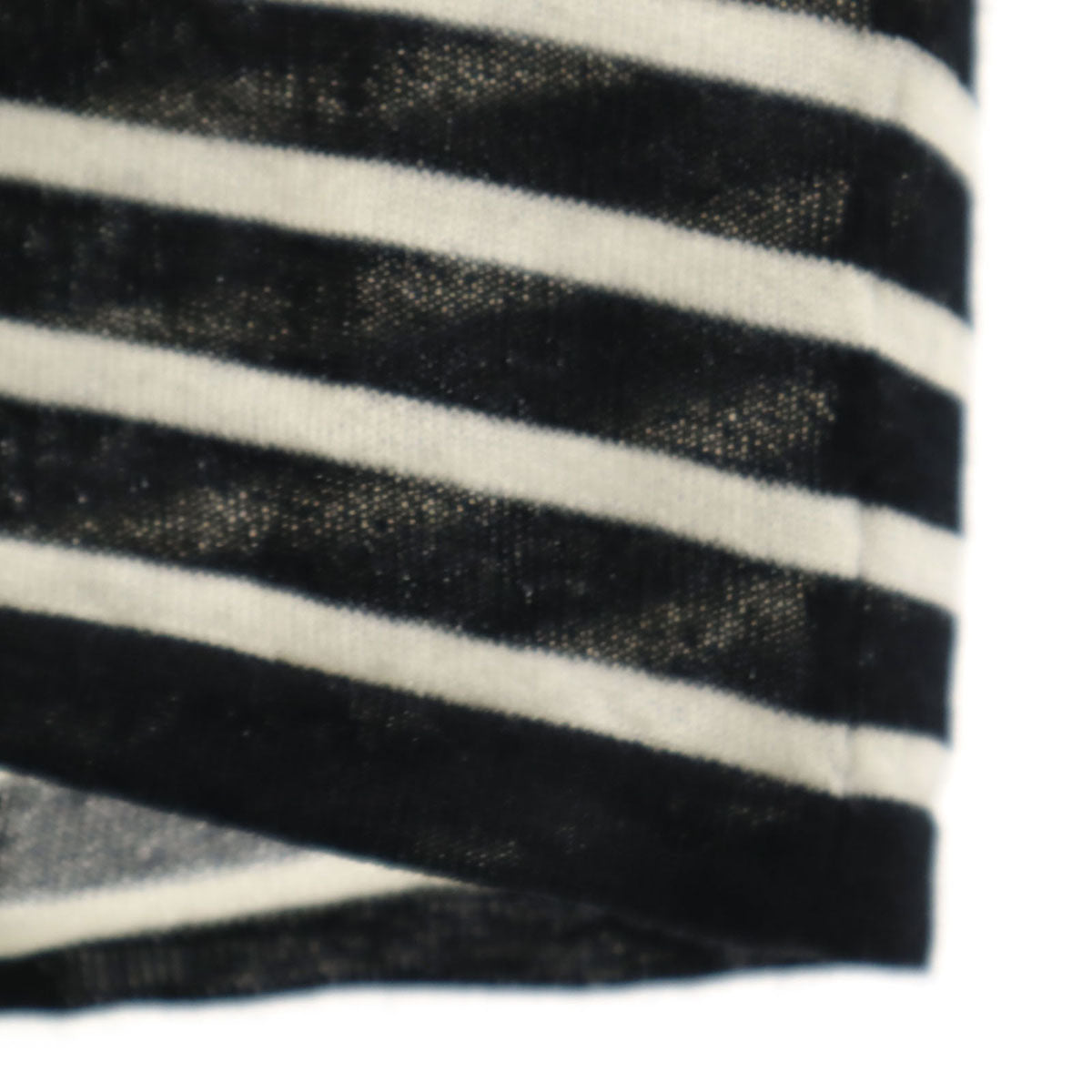 SAINT LAURENT サンローラン イタリア製 ボーダー柄 半袖 Vネック ニット XS ブラック レディース