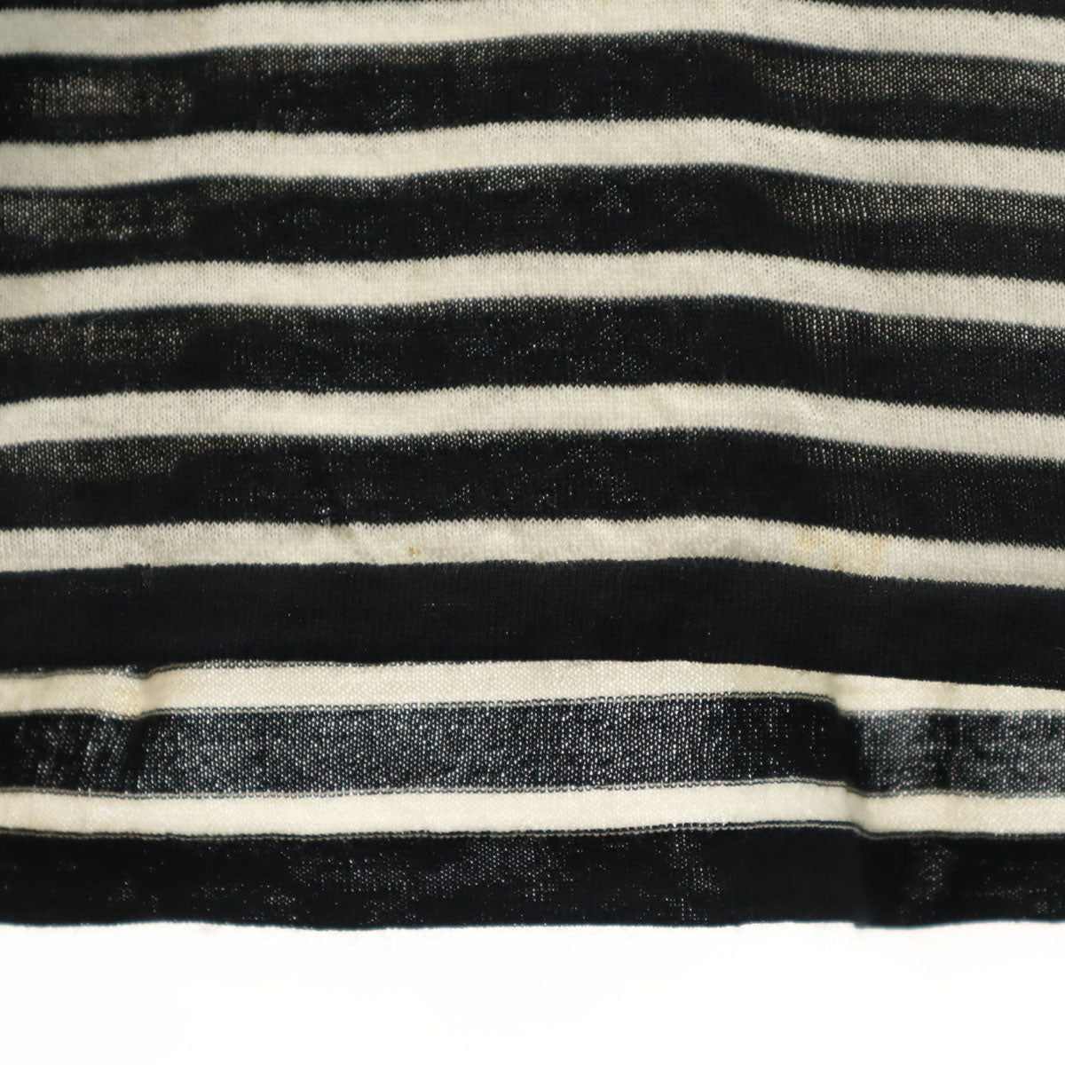 SAINT LAURENT サンローラン イタリア製 ボーダー柄 半袖 Vネック ニット XS ブラック レディース