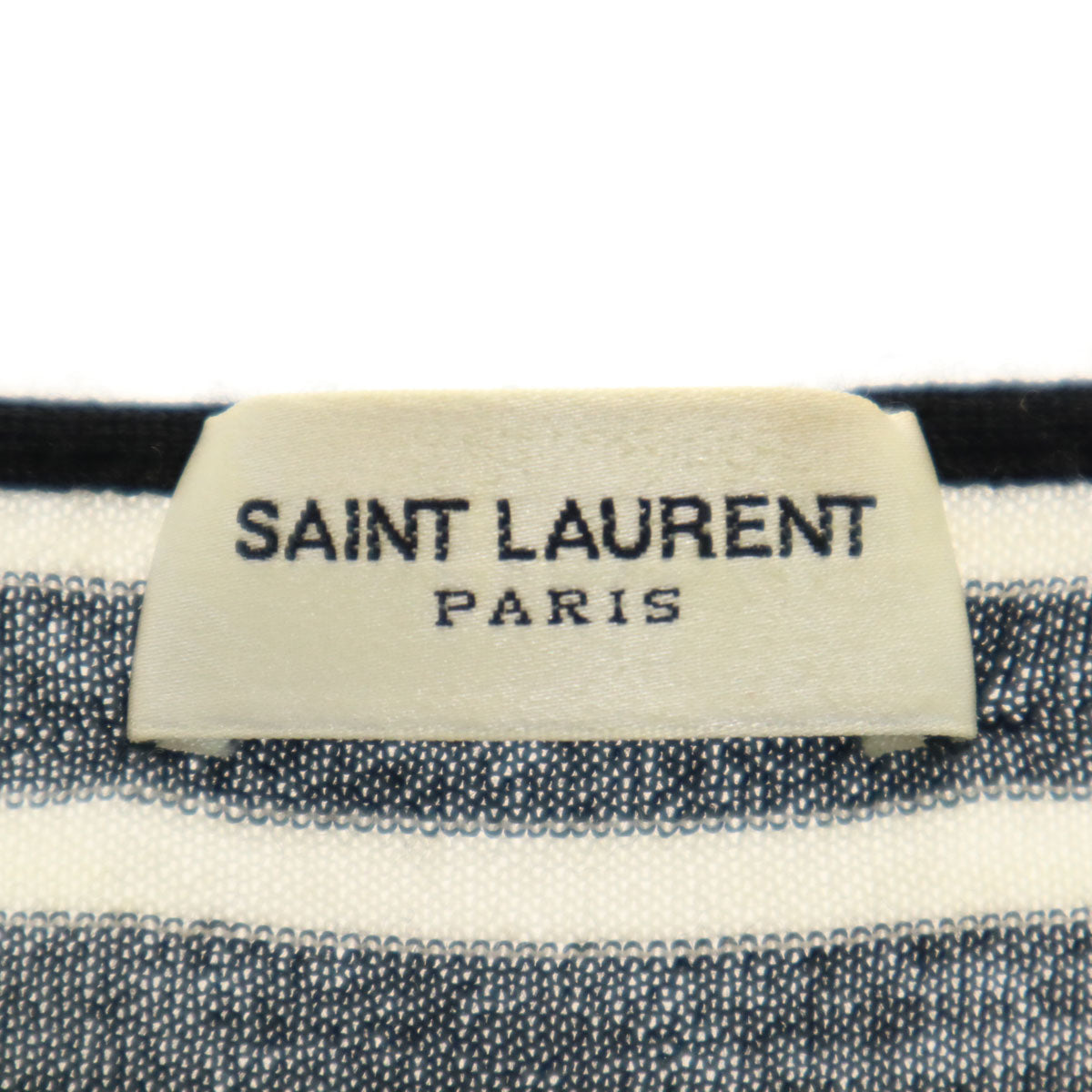 SAINT LAURENT サンローラン イタリア製 ボーダー柄 半袖 Vネック ニット XS ブラック レディース