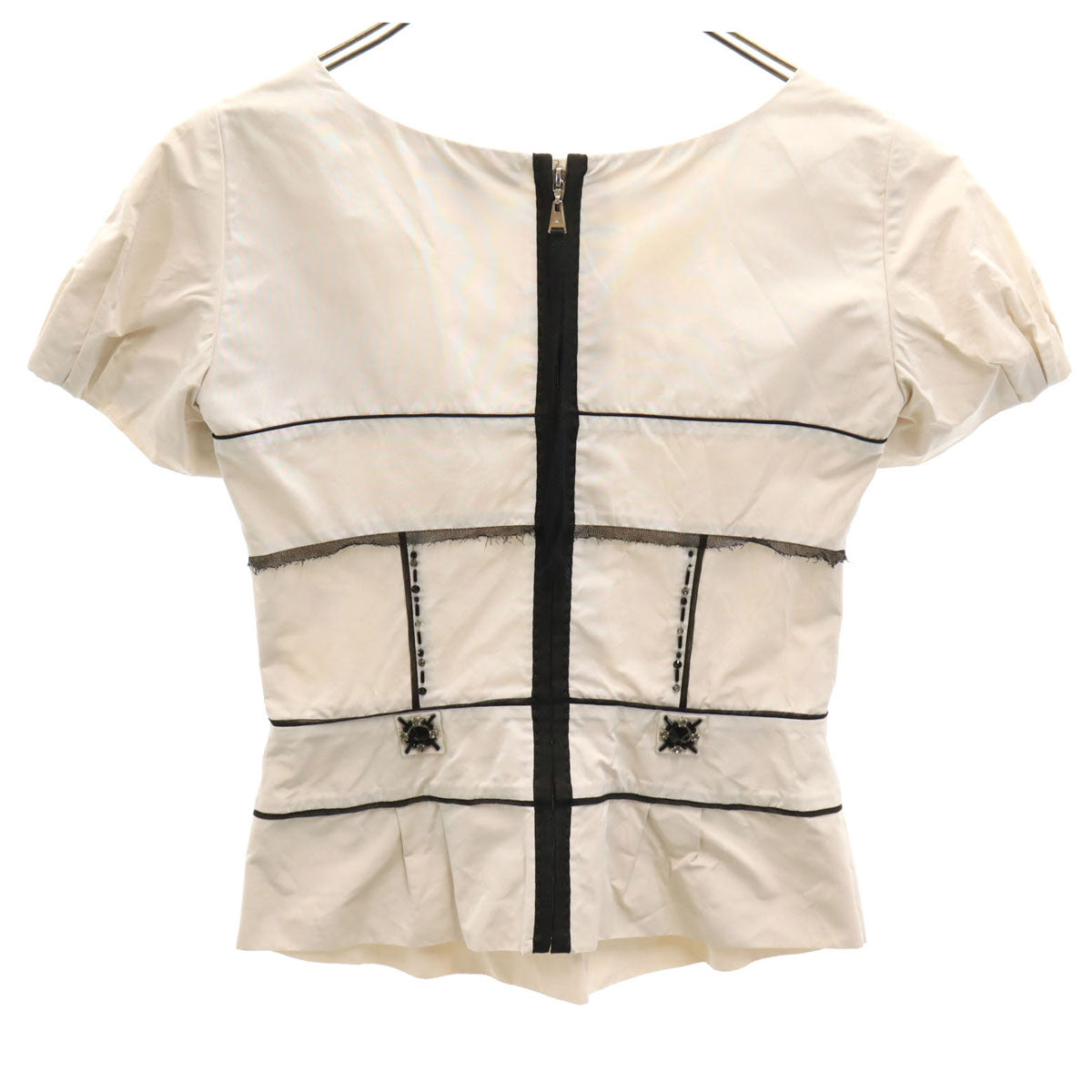 LOUIS VUITTON ルイヴィトン フランス製 半袖 ビスチェ 34 アイボリー レディース