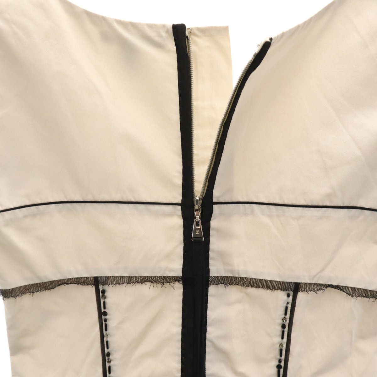 LOUIS VUITTON ルイヴィトン フランス製 半袖 ビスチェ 34 アイボリー レディース