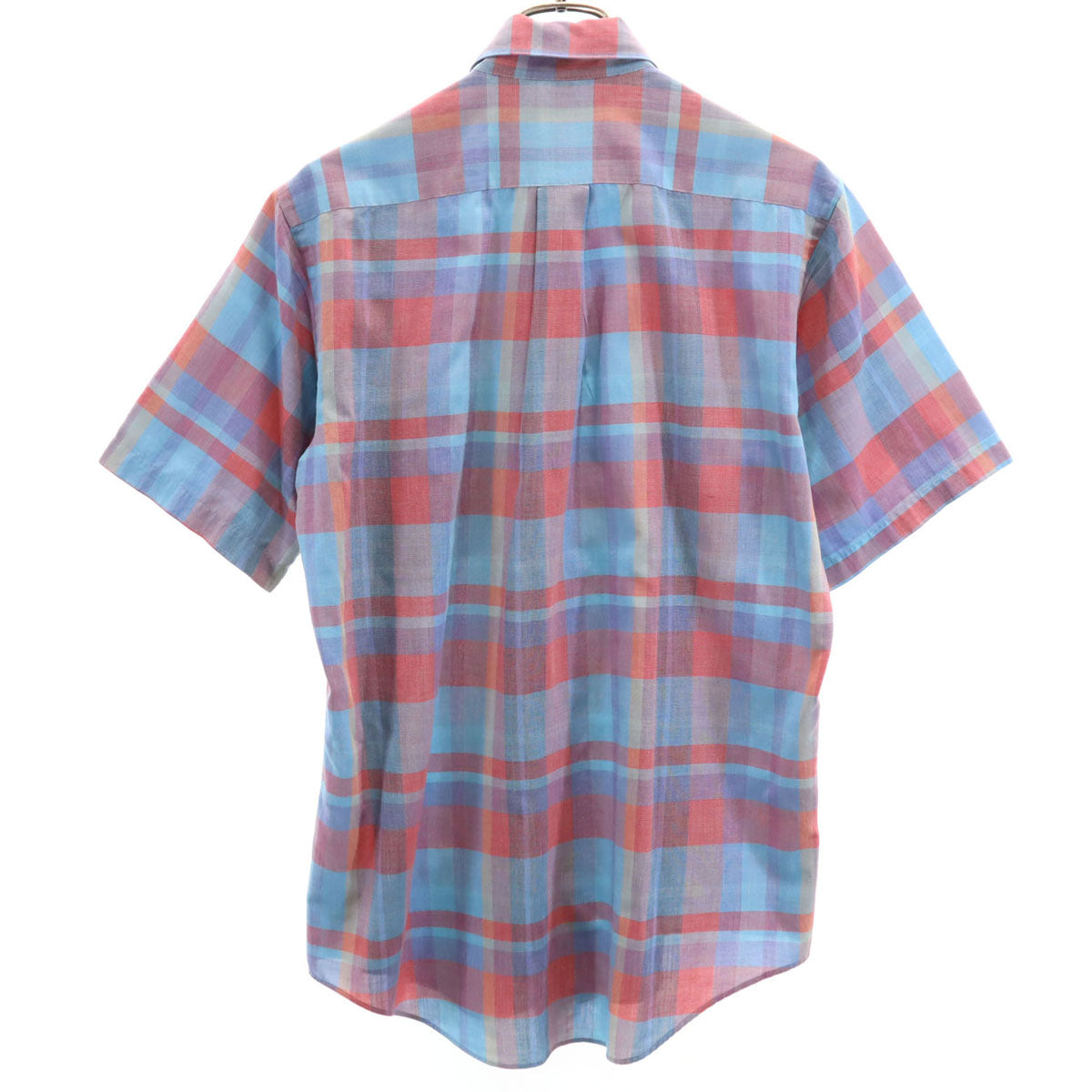 Christian Dior クリスチャンディオール 90s オールド チェック柄 半袖 ボタンダウンシャツ M ブルー メンズ