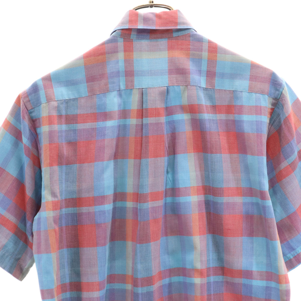 Christian Dior クリスチャンディオール 90s オールド チェック柄 半袖 ボタンダウンシャツ M ブルー メンズ
