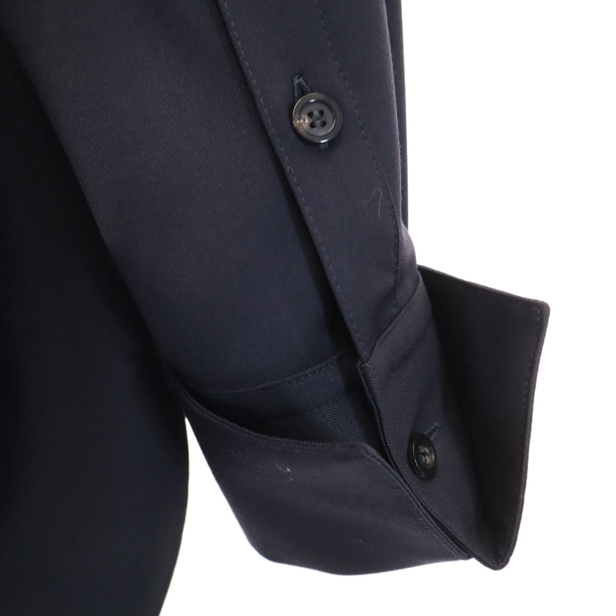 未使用 newnow ニューナウ 日本製 ウール 長袖 シャツ 上下 セットアップ L/M ネイビー メンズ
