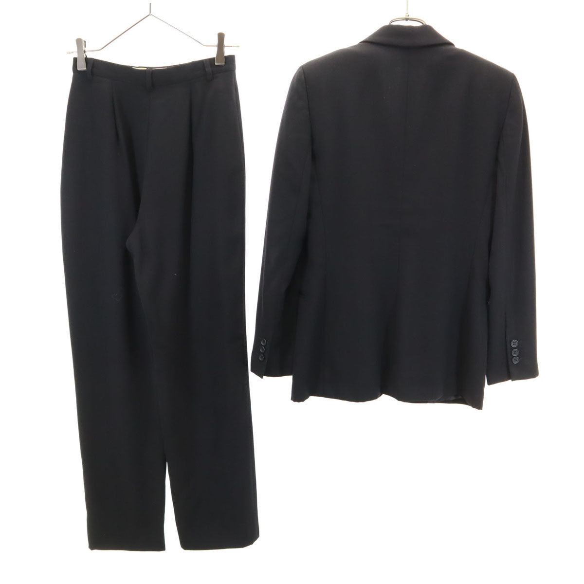 Emporio Armani エンポリオアルマーニ 90s イタリア製 ウール オールド パンツスーツ 上下 セットアップ 38/42 黒 レディース