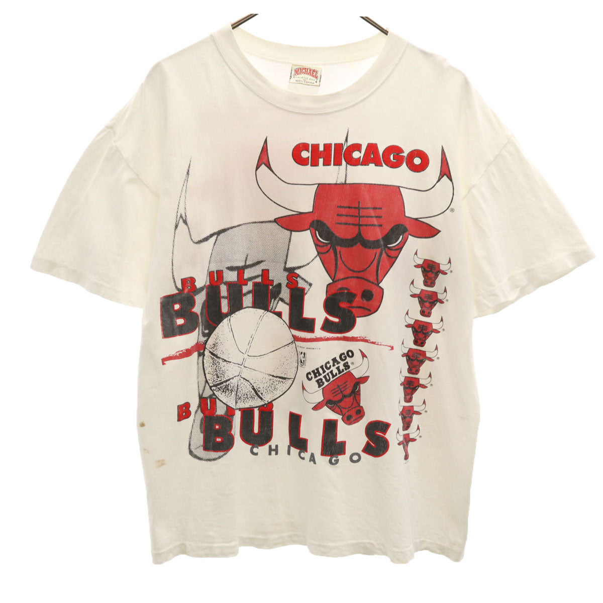 MICHAEL ATHLETIC DEPT 90s マジックジョンソンズT NBA シカゴ・ブルズ 半袖 Tシャツ XL ホワイト Chicago Bulls シングルステッチ メンズ