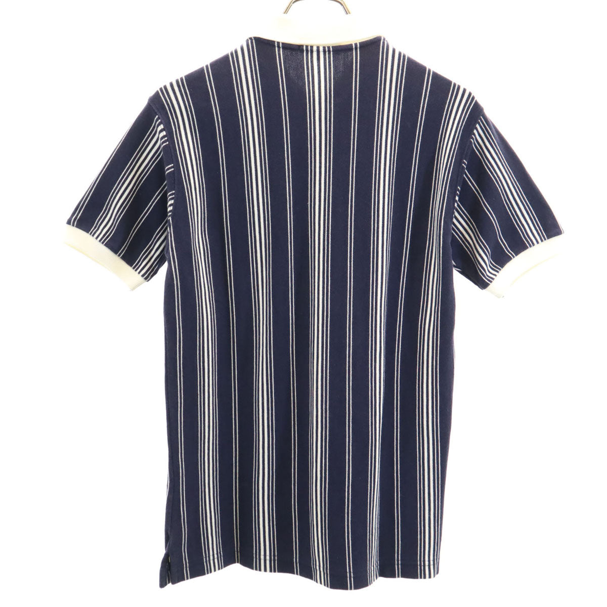 courreges クレージュ ストライプ柄 半袖 ポロシャツ XS ネイビー メンズ