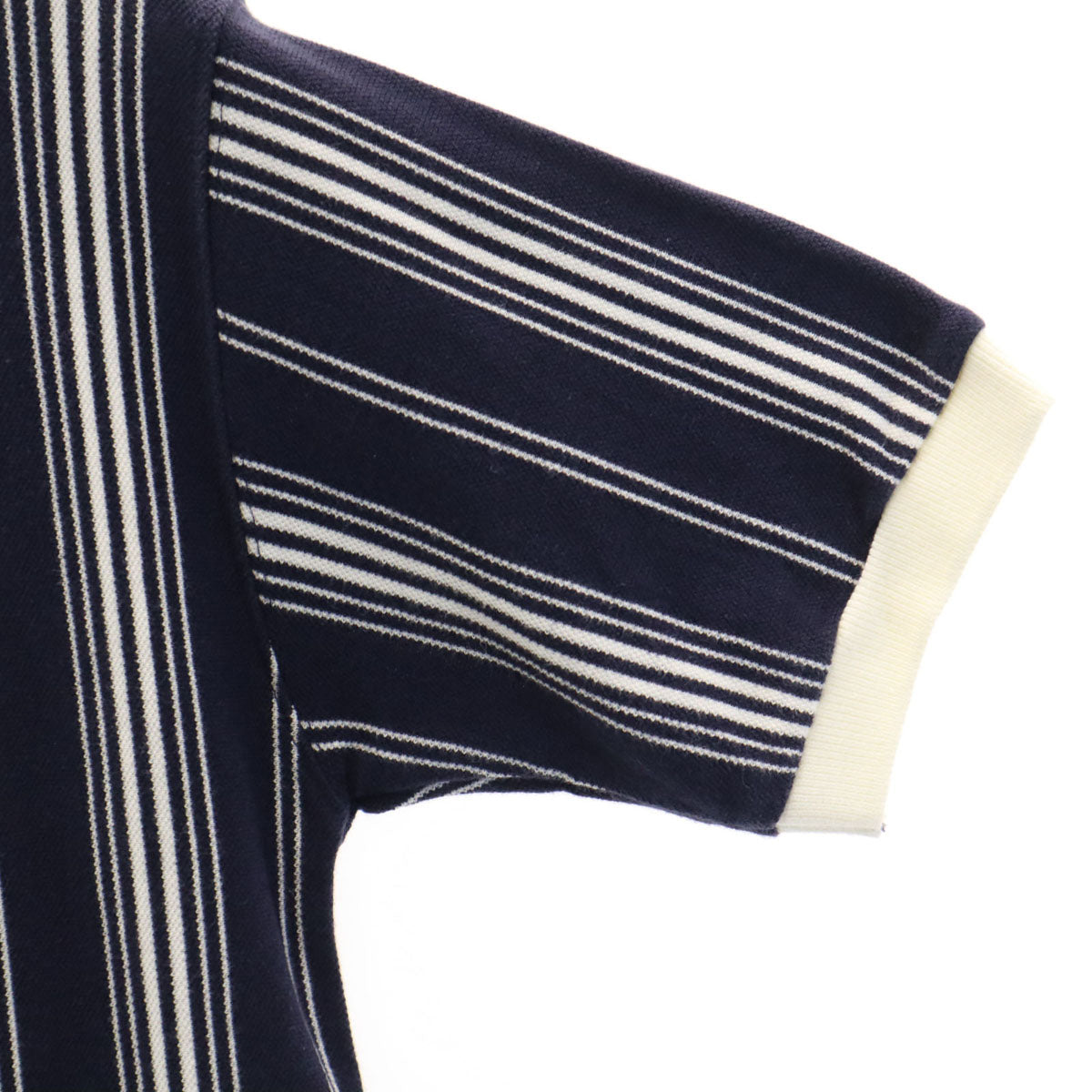courreges クレージュ ストライプ柄 半袖 ポロシャツ XS ネイビー メンズ