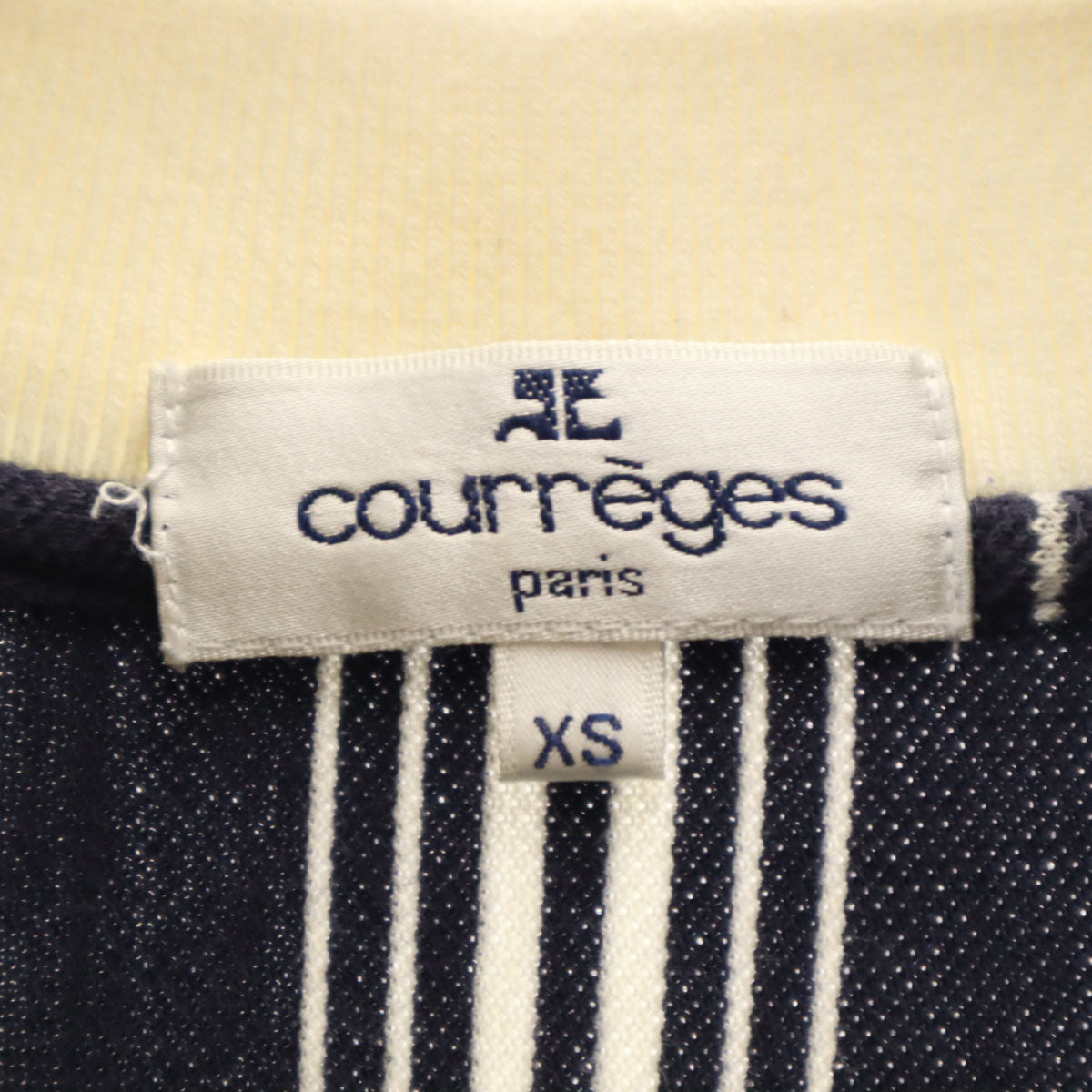 courreges クレージュ ストライプ柄 半袖 ポロシャツ XS ネイビー メンズ