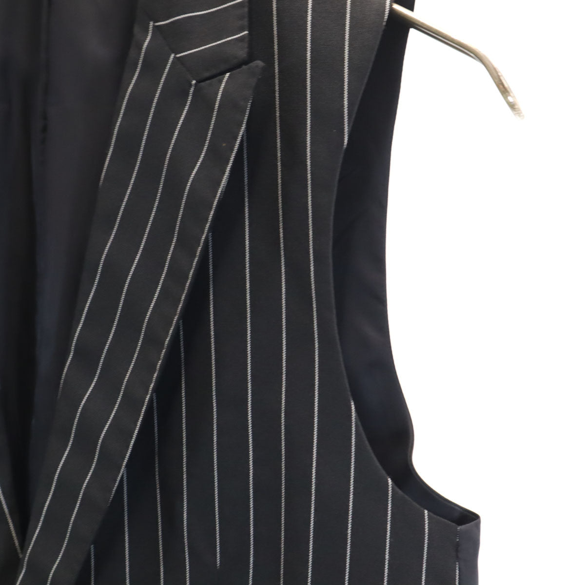 JOHN LAWRENCE SULLIVAN ジョンローレンスサリバン 日本製 シルクブレンド ストライプ柄 ジレベスト 36 ブラック メンズ