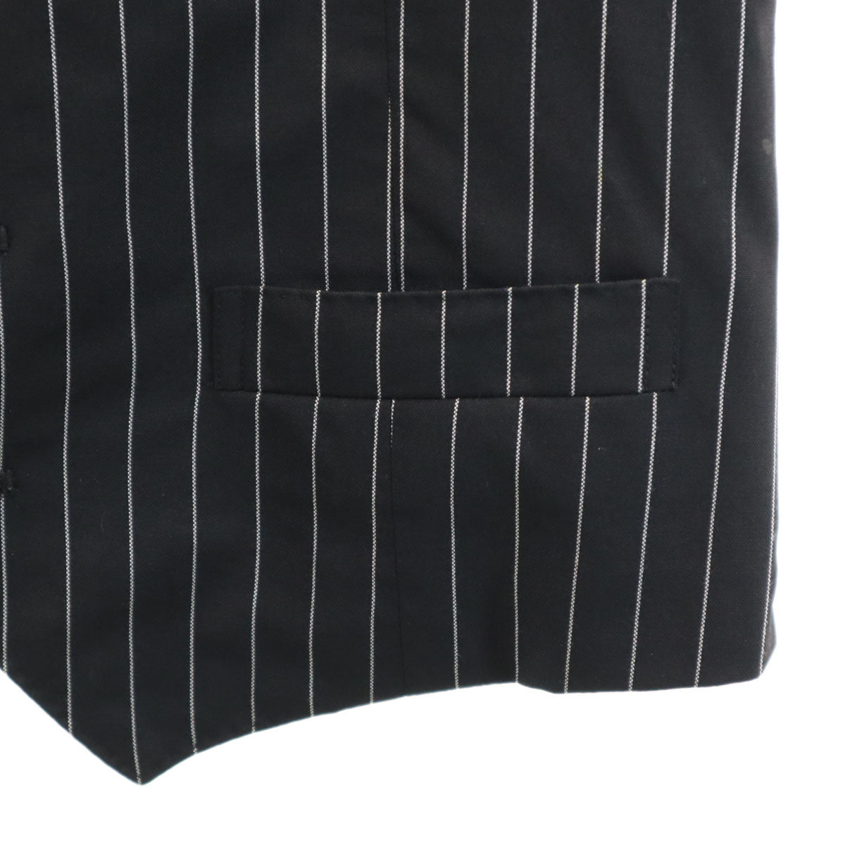 JOHN LAWRENCE SULLIVAN ジョンローレンスサリバン 日本製 シルクブレンド ストライプ柄 ジレベスト 36 ブラック メンズ