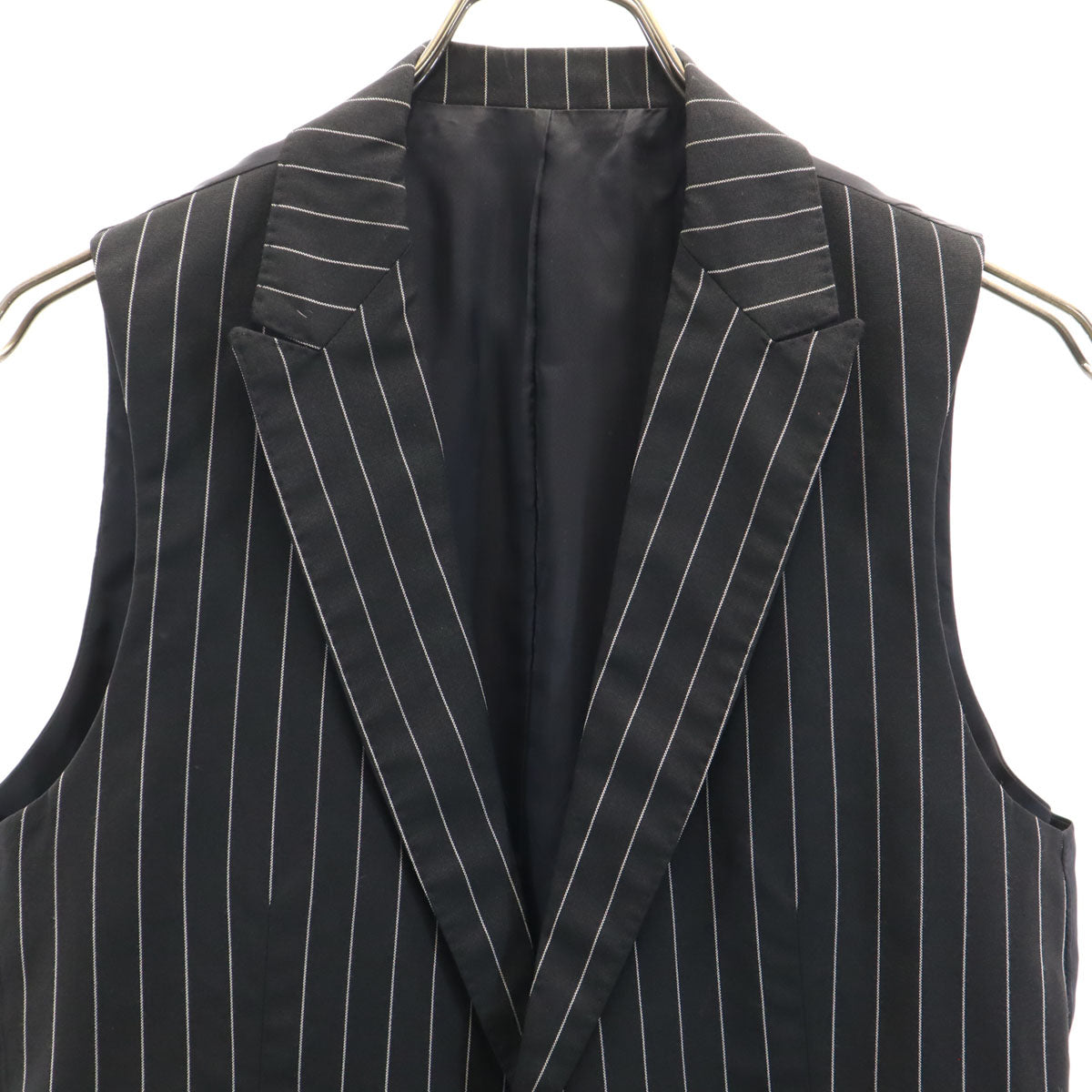 JOHN LAWRENCE SULLIVAN ジョンローレンスサリバン 日本製 シルクブレンド ストライプ柄 ジレベスト 36 ブラック メンズ
