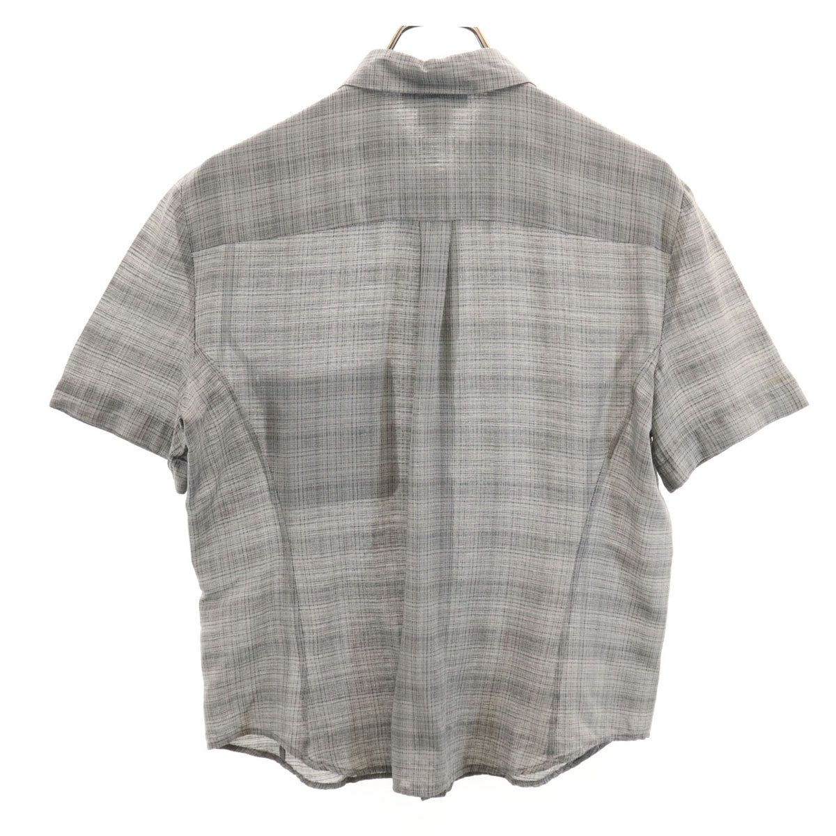 CELINE セリーヌ フランス製 シルクブレンド チェック柄 半袖 シャツ 42 グレー レディース