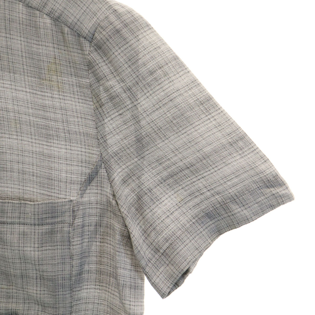 CELINE セリーヌ フランス製 シルクブレンド チェック柄 半袖 シャツ 42 グレー レディース