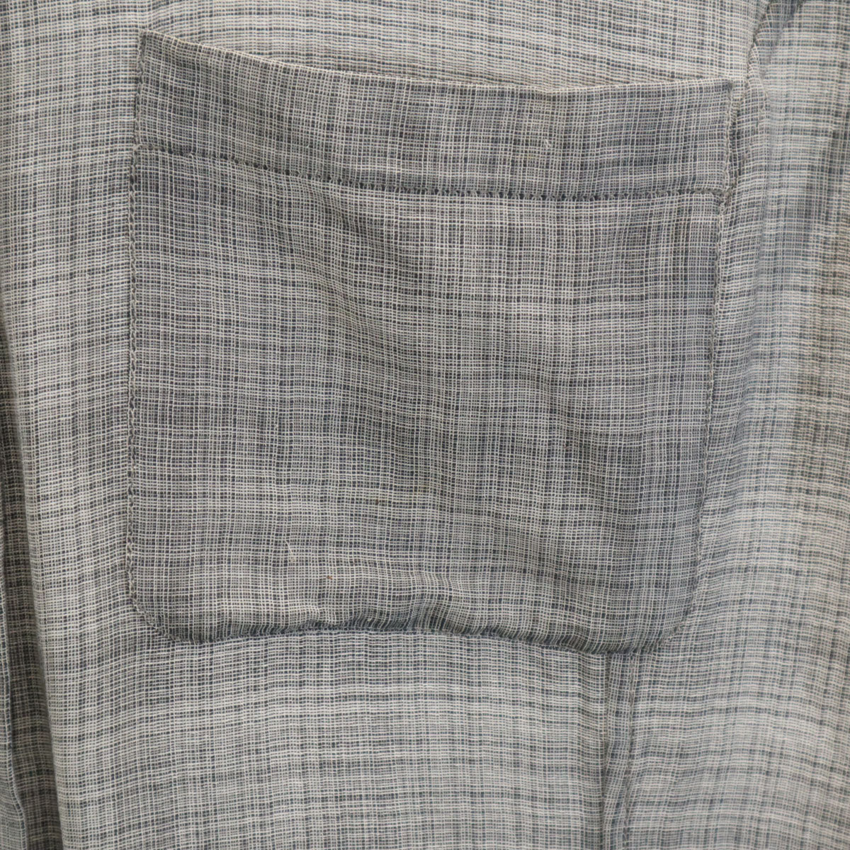 CELINE セリーヌ フランス製 シルクブレンド チェック柄 半袖 シャツ 42 グレー レディース