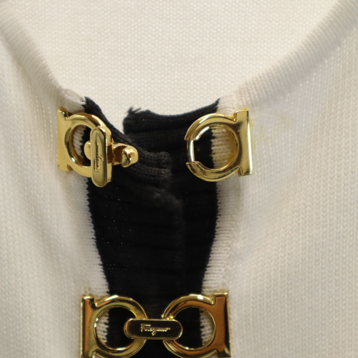 Salvatore Ferragamo サルヴァトーレフェラガモ 90s イタリア製 オールド 半袖 ニット XS ホワイト レディース