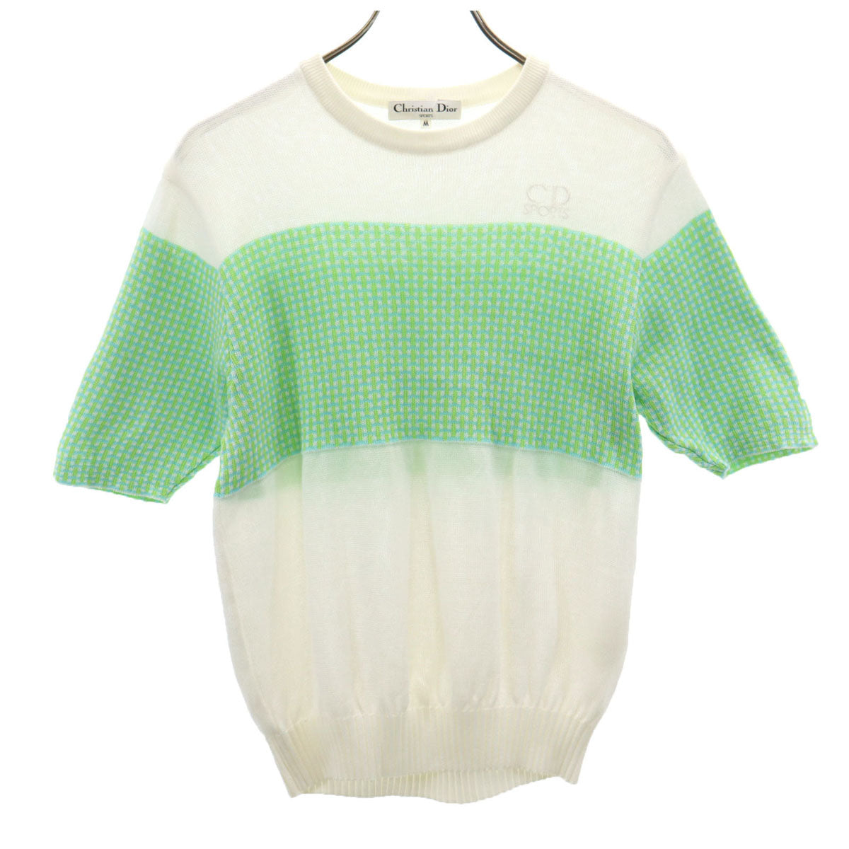 Christian Dior SPORTS クリスチャンディオールスポーツ 90s オールド 半袖 ニット M ホワイト レディース