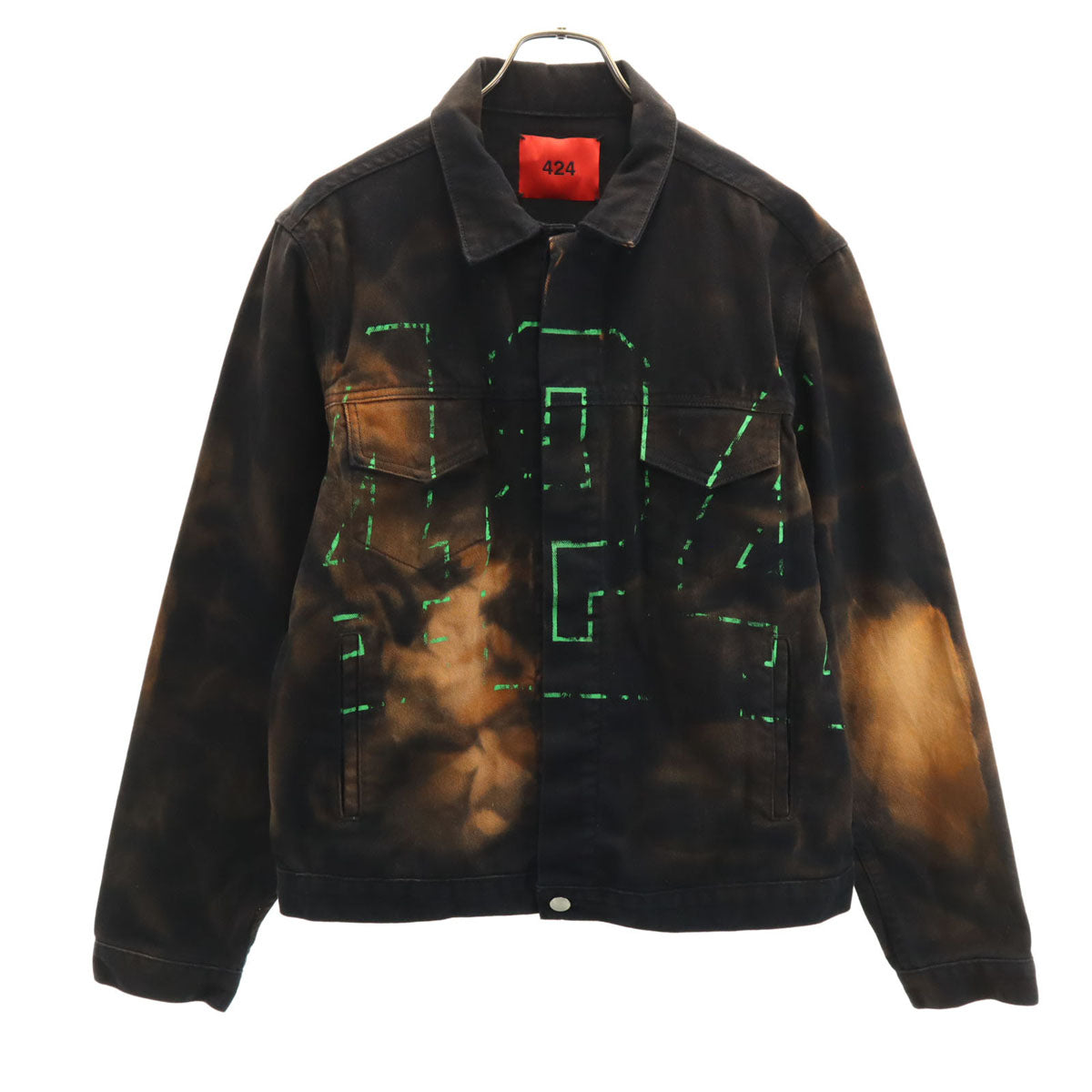 424 フォートゥーフォー ブリーチ加工 トラッカー ジャケット S ブラック メンズ
