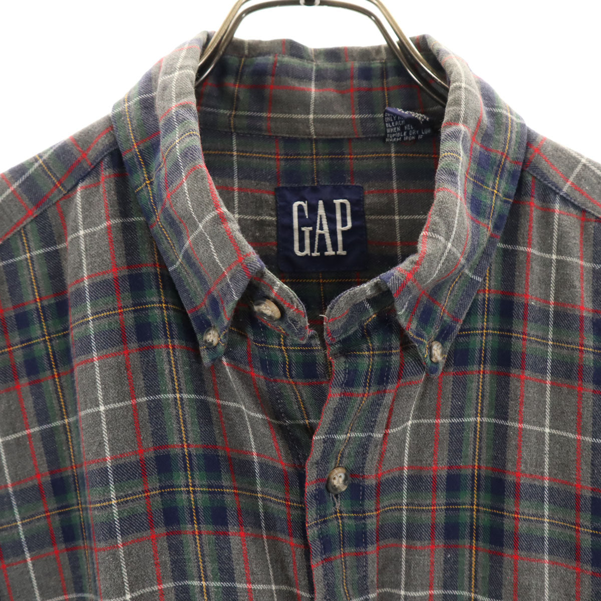 GAP ギャップ 90s オールド チェック柄 半袖 ボタンダウンシャツ L グレー系 メンズ