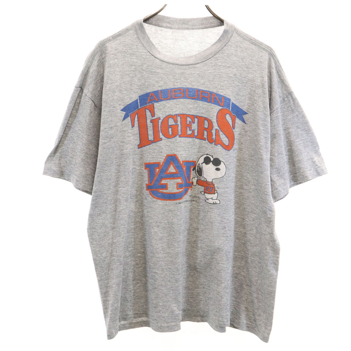 70s 80s ヴィンテージ オーバーン・タイガース スヌーピー 半袖 Tシャツ グレー AUBURN TIGERS SNOOPY シングルステッチ メンズ
